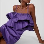 ZARA  Ruffled Ruffle Metallic Thread Mini Cocktail Dress in Purple Size‎ Small Photo 2