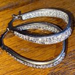 Chrystina Chrystal Sparkling Hoop Earrings Fine silver plated Silver Photo 4