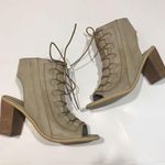 Very Volatile  • Tan peep toe lace up heels Size 9 Photo 0
