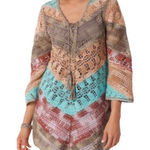 Soft Surroundings  Open Knit CROCHET BOHO DRESS‎  Tunic  Bell Long Sleeve Size PL Photo 0