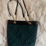 Talbots Quilted Tote Purse Bag Green with Gold Chain Photo 0