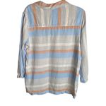 Cynthia Rowley Size Medium Pure Linen Striped Pop Over Blouse Stripes White Blue Photo 1