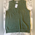 J.Crew NWT Jackie Shell Cotton Sweater Vest Green XS needs two seams repair Photo 0