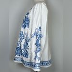 J.Jill Lightweight Embroidered Open Front Jacket 3/4 Sleeve Women’s Size Medium Blue Photo 2