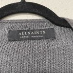 All Saints Grey Full Zip Cardigan Sweater Womens L Chunky Oversized Academia Photo 1