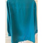 Catherines Plus Size 2X Teal Blue Pleated Button Front Shirt Top Roll Tab Sleeve Photo 4