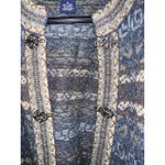 Newton Trading Company 100% Wool Sweater Cardigan Jacket Zip Nordic Women Sz M Blue Size M Photo 2