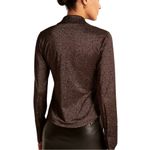 Abercrombie & Fitch Sparkly Disco Button Up Shirt Women’s Size L Copper Shimmer Photo 1