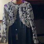 Tadashi Shoji Embroidered Gown black gold Photo 3