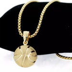 Gold Basketball Necklace, Mens Ball Pendant , NBA Hoops, Jordan, Lebron, Curry Photo 2