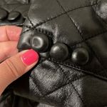 Bebe Vintage  leather jacket, cropped, diamond quilt, exagerated collar, black,XS Photo 5