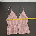 Cotton Candy LA  Red Striped Button Front Peplum Hem Cropped Top Size Small Photo 8