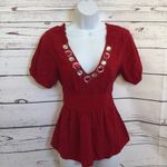 Lotus‎ red beaded pink jeweled blinged ruffle top women's size XS S Photo 1