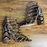 Schutz Julianna Block Heel Sandal 9.5 Snakeskin Embossed Leather Gladiator NEW Photo 8