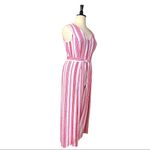 Emma & Michele Women's Jumpsuit V-neck Tie Waist White Red Stripes Size XL Photo 1