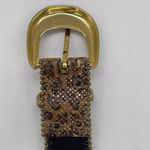 Vintage Elite Womens M Belt Cowhide Leather Animal‎ Print Gold USA Western Brown Photo 1