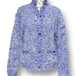 New Jamie Sadock Blue White Textured Chunky Knit Cardigan Sweater Tennis Golf S Photo 0