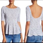 Free People NEW GRAY LACEY SECOND CHANCE SHORT SLEEVE PEPLUM TOP M Photo 2