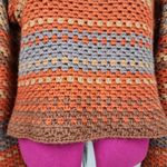 Crochet Handmade Crop Sweater Fall Multicolor Striped Boat Neck Off Shoulders OS Orange Size M Photo 13