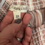 Rewind Linen Brown, Pink & White Striped Elastic Waist Pull On Pants Size XS Photo 5