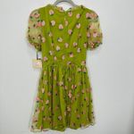 Unique Vintage Smak Parlour Avocado & Pink Strawberry Print Woodstock Flare Dress Pinup Size M Photo 3