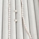Brand new S925 baby freshwater pearls earrings and rice pearls necklace White Photo 1