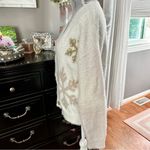 33 Degrees Cozy Coquette Snowflake Cardigan White Gold Glitter Button Medium Black Photo 6