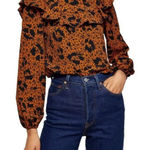 Topshop  Floral Leopard Blouse. Size 2. Photo 0