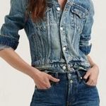 Lucky Brand Tomboy Trucker Graphic Blue Jean Babe Denim Jean Jacket Blue Small Photo 0