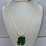 Handmade Cream Wax Green Elephant Necklace Photo 0