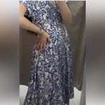 ZARA  OPENWORK EMBROIDERY MIDI White and Blue‎ DRESS Size L Photo 13