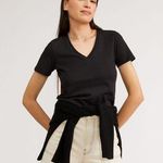 Everlane Womens The Organic Cotton V-Neck T Shirt Top Black XS Photo 0