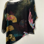 Citron Santa Monica SILK vintage semi sheer tunic blouse top printed oriental Black Size XS Photo 6