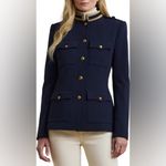Ralph Lauren Lauren Metallic Trim Twill Military Jacket Blazer - Size: 2 - NWT Photo 6