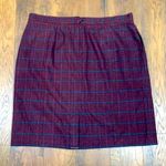 Carriage Court Vintage Wool Blend Burgundy/Navy/Brown Plaid Pencil Skirt Red Size 26 Photo 3