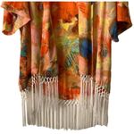 GIANNI BINI GB Fringe Tassel Short Sleeve Colorful Cover Up Cardigan Sz M Orange Size M Photo 1