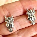 Silver tone owl post earrings Photo 0