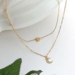 Boutique NEW‎ Dainty Gold Heart Moon Layered Necklace Photo 2