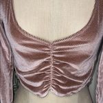 Urban Outfitters  Paradox Ruched Mauve Pink Velvet Ribbed Longsleeve Crop Top Photo 1