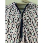SanSoleil UPF 50+ 1/4 Zip Top with a Pink and Navy Racket Print Size Large Golf Photo 2