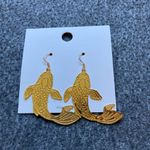 Gold Koi Fish Drop Earrings – Lightweight Metal, Laser Photo 1