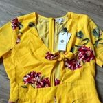 Socialite  Yellow Floral Front Tie Romper with Pockets Size M NWT Photo 3
