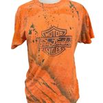Fruit of the Loom S Orange Harley-Davidson Bleach Dye Short Sleeve Tee Photo 0