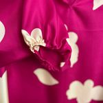 Theory Dark Pink Magenta Open V-Neck Top in Petal Print Silk Size Small Photo 4