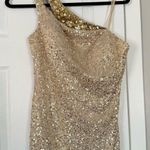 La Femme Gold Full Sequin One Shoulder Maxi Dress Photo 0