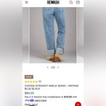 REWASH  HIGH RISE CUFFED STRAIGHT ANKLE JEANS -VINTAGE BLUE BLACK Photo 1