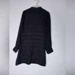 Jenny‎ Han Silk Dress S Black Half Button Ruffle Front ShirtDress Lined Side Zip Photo 1