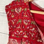 Mango Mng Suit Womens size 6 Drop Waist Sleeveless Beaded Day Mini Dress Red Photo 5