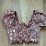 Urban Outfitters Haute Monde Floral Puff Sleeve Lace Up Crop Top Feminine Romantic Size Medium Photo 5
