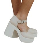 Free People Gwen Platform Mary Janes Moonlight White Chunky Heel Y2K Sz 40/9.5 Photo 9